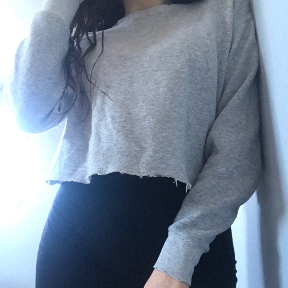 American Eagle Grey colored Crop Sweater